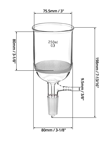 image for QWORK 250ml Buchner Funnel, Borosilicate Glass Buchner Filtering Funne