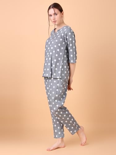 Image of Ichaa Women's Rayon Night Suit Printed Top & Bottom Set
