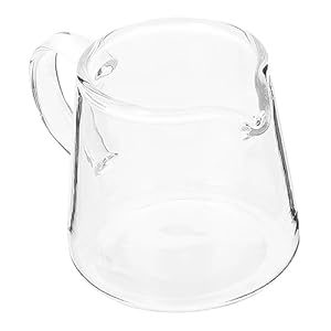 VALICLUD Pichet à Lait en Verre Transparent 450 Ml, Anse Protectrice la Chaleur, Adapté pour Café Latte, Sauce au Miel et Usage Professionnel ou Domestique