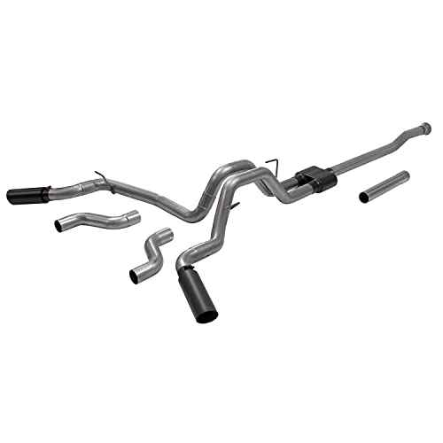 Flowmaster 817981 Outlaw Cat-Back Exhaust Kit 3 Inch 409 Stainless Steel Dual Exit 4 Inch Black Ceramic Coated 304 Stainless Steel Tips Compatible with 2021-2024 Ford F-150 2.7L 3.5L 5.0L