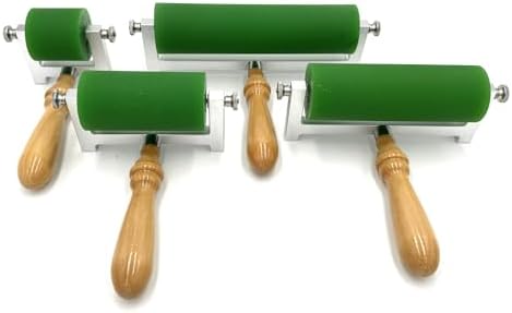 Printmaking Brayer Rollers with Wooden Handle, Ideal for Letterpress & Lithographic Printing, Ink Application & Stamping Tools, Crafting & DIY Projects