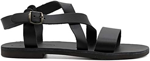 Size 14 Black Emmanuela Greek Leather Gladiator Sandals for Men, Quality Handmade Men's Sandals with adjustable Buckle Strap, Mens Strappy Summer Shoes | Image 2