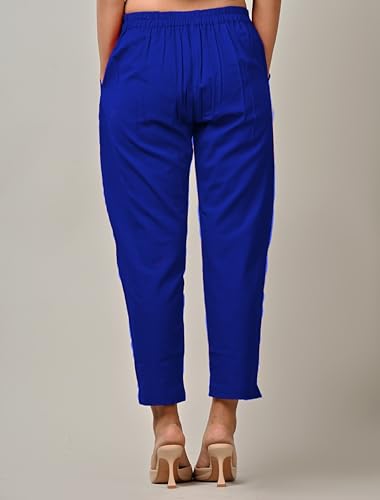 Image of Women Elastic Waist Regular Fit Casual Cotton Trouser Pants