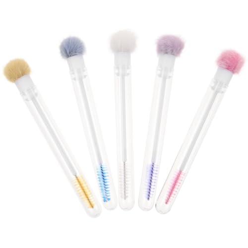 NOLITOY 5Pcs Eyelash Brushes Mascara Wands Portable Eye Lash Applicator Makeup Brush with Tube for Angled Eyebrow
