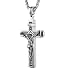 HZMAN Catholic Jesus Christ on INRI Cross Crucifix Gold Silver Tone Stainless Steel Pendant Necklace 22+2 Chain (Silver)