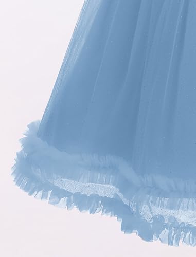 IBAKOM Flower Girl Formal Wedding Maxi Dress Flutter Sleeve Junior Bridesmaid Outfits Tween Pageant Tea Party Ball Gown4