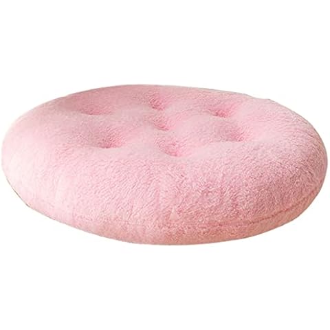 Thickened Round Lambskin Chair Cushion,Soft Japanese Futon,Non Slip Bedroom Bay Window Tatami Stool Cushion, Suitable For Living Room, Office-Pink-26cm(10.2in) Cover