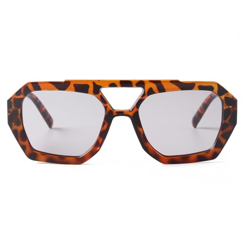 Image of ADE WU Rectangle Sunglasses for Women Men Retro 90s Sunglasses Trendy Black Tortoise Shell Glasses Y2K