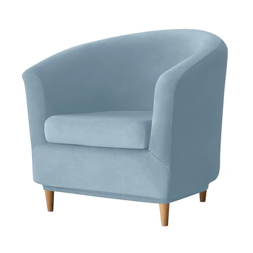 Housse de fauteuil Chesterfield bleu clair extensible | Lot de 2