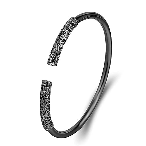 Bracelet en argent 925 style ethnique et rétro chic noir et or