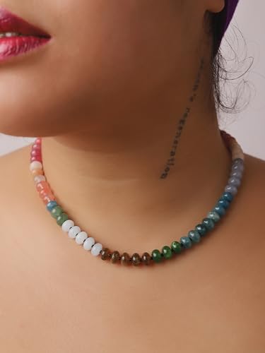 Sacina Trendy Boho Colorful Beaded Crystal Choker, Y2k Summer Beach Necklace, Boho Necklace, Hippie Jewelry, Christmas Jewelry Gift for Women2
