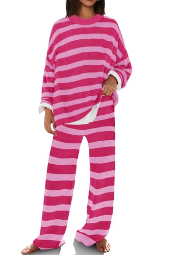 Image of SENSERISE Womens Striped Set Sweater Lounge Sets