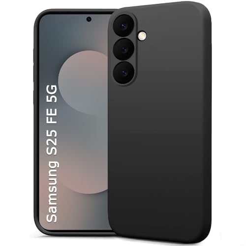 Image of TheGiftKart Liquid Silicone Back Cover Case for Samsung Galaxy S25 FE 5G | Soft Micro-Fibre Lining Inside | Camera & Screen Protection | Shockproof Back Cover for Samsung S25 FE (Silicone, Black)