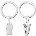 AMZSEVEN 44 Pack Metal Curtain Rings with Clips, Drapery Clips with Rings, Drapes Rings 1 inch Inner Diameter, Fits Diameter 5/8 inch Curtain Rods, White