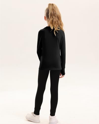 Girls Long Sleeve Shirt UPF50+ Lightweight Thin Active Tee Pullover Top with Thumb Hole 3-12Years3