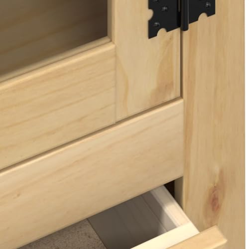 vidaXL Armario con Vitrina Corona Madera Maciza Pino 99x43x187 cm, Mueble Vitrina, Armario Expositor, Armario Cristal, Vitrina - imagen 4