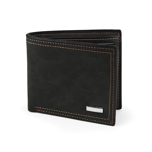 AdiStylinno Cartera para hombre, de piel suave, delgada, vintage, para tarjetas de crédito, con múltiples ranuras, Negro -, 11.5 x 9.5 x 2 cm / 4.5 x 3.7 x 0.78 in, Classic