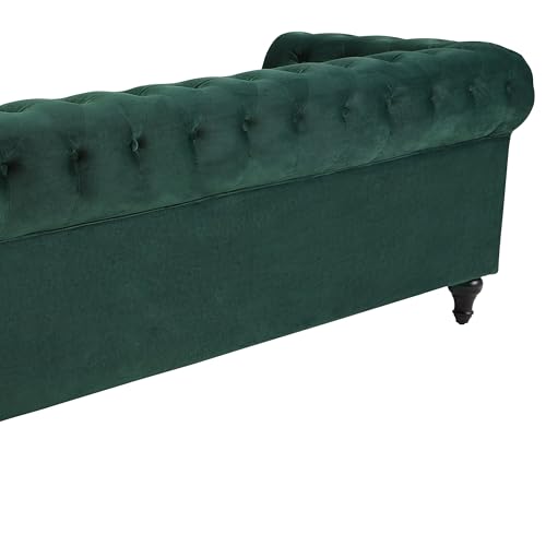 Beliani Klassisches Chesterfield Sofa Samtstoff Polstersofa 3-Sizter grün Chesterfield – Bild 8