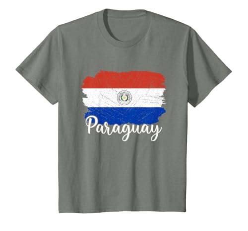 Paraguay Flag Men Women Kids Paraguay Country T-Shirt, Youth, Olive Heather, Small