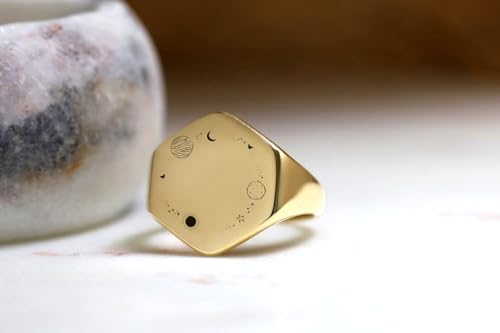Bague spatiale hexagonale en argent 925 à porter au quotidien
