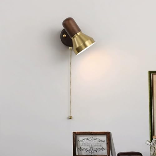 Aplique de madera de nogal premium y pantalla metálica orientable con casquillo E27 7