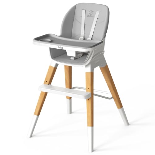 Image of GAIVE 8 in 1 Convertible Wooden High Chair, Adjustable Baby High Chair for Babies and Toddlers with Tray, Easy to Clean, Grow with Family|Booster|Learning Table|High Stool