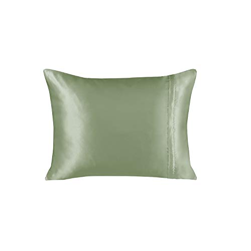 Image of BLISSFORD Satin Pillowcase with Zipper, for Hair and Skin Care, Feels Soft and Cool Like a Silk Pillowcase, Satin Pillow Cases 2 Pack, Slik Pillow Cover, Sage Green - Queen Size - Set of 2