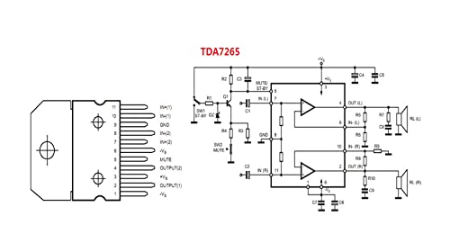 YEGAFE 2Pcs TDA7265 25 + 25W Dual Stereo Audio Power Amplifier Chip IC TDA 7265 New
