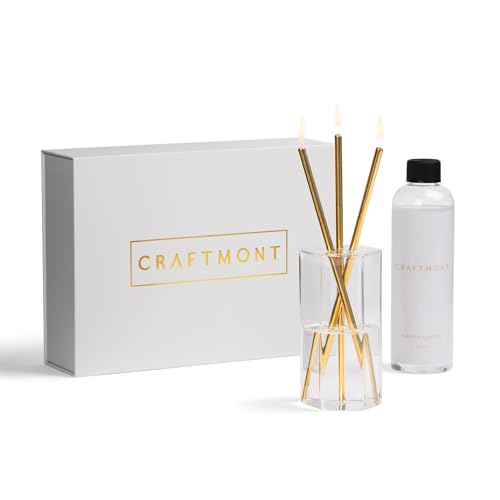 Craftmont Refillable Candle Set - Unscented Paraffin Oil Candles Set with Metal Candlesticks Glass Vase & Steel Funnel - Decorative Candles Gift Set for Home Decor Events and Gifts
