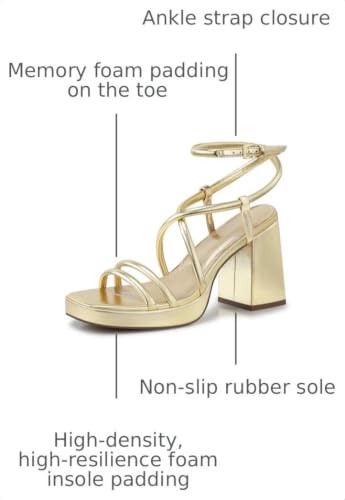 Image of CELLENZ Women Chunky Platform Heels: 3.9 Inch Strappy High Heel Sandals | Comfortable All-day Block Heeled sandals - Fashion Sexy Cute Appearance Durable for Commute Party Night Out Prom Weddings