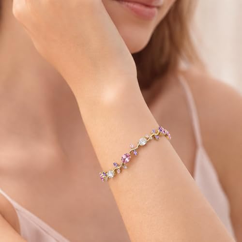 Image of Trending Tulip Bracelet for Women Stylish | Silver and Gold Toned Crystal Floral Tulip Bracelet for Girls & Women | Rapunzel Inspired | Romantic Gift Jewellery
