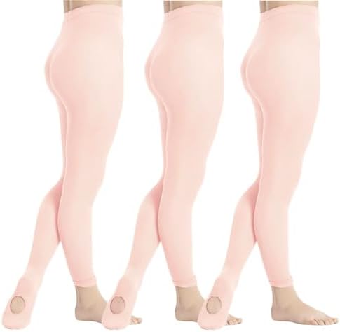 DIPUG 1/2/3 Pairs Girls' Convertible Ballet Tights/Soft Transition Dance Tight(Toddler/Kids)