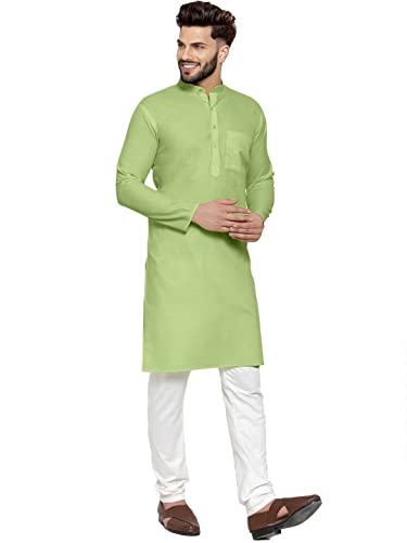 Image of Men's Cotton Blend Kurta Pyjama Set
