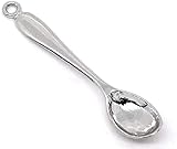 Housweety 20 Silver Tone Spoon Charms Pendants 11x55mm