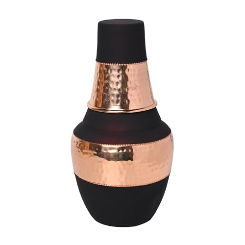 Pure Copper Bedside Water Carafe with Tumbler, For Ayurveda Health Benefits - Capacity - 1.4 Lt. (47.3 US Fluid Ounce) (Dark Cherry)