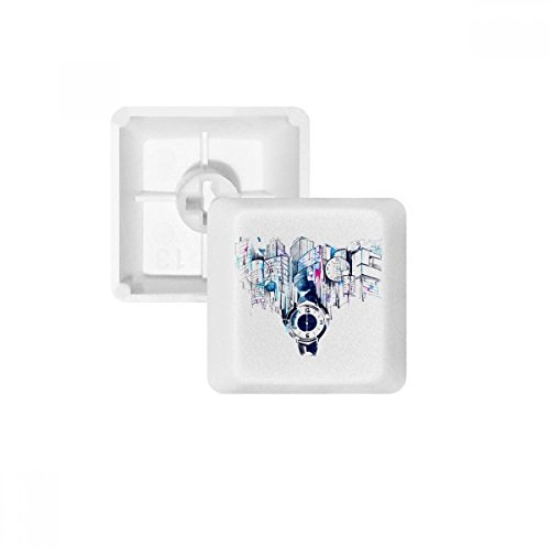 Keycaps PBT aquarelle Ville Horloge R4 blancs profil OEM pour clavier mécanique