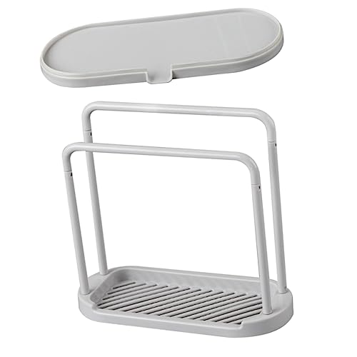 HIAKDOFT Estante Doble para Paños y Esponjas de Cocina con Drenaje Soporte Colgante para Fregadero y Almacenamiento Compacto para Encimera Organizador Multiuso Gris para Mantener Cocina