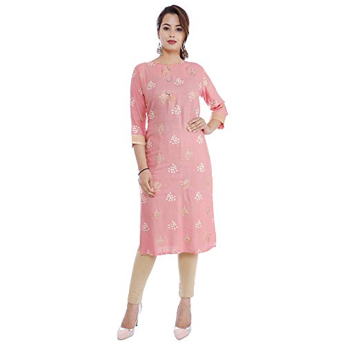 Image of Women's Rayon Slub Regular Kurta (Marooncheckskurti Pink XX-Large)