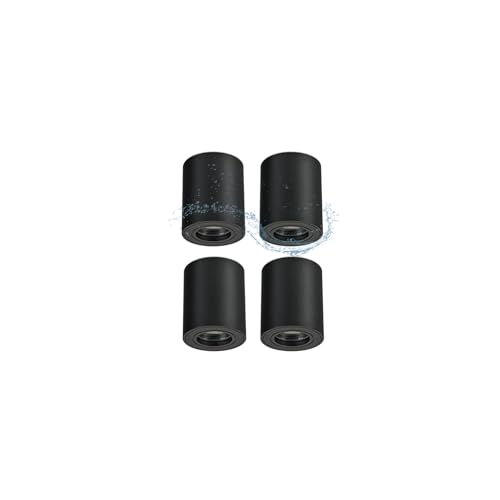 Gleonlux Focos LED Interior Techo Negro IP44, Foco de Techo Superficie GU10, Aplique Techo Impermeable, Downlight Superficie redonda Aluminio, bombilla no incluida para salón dormitorios baño 4 Pcs