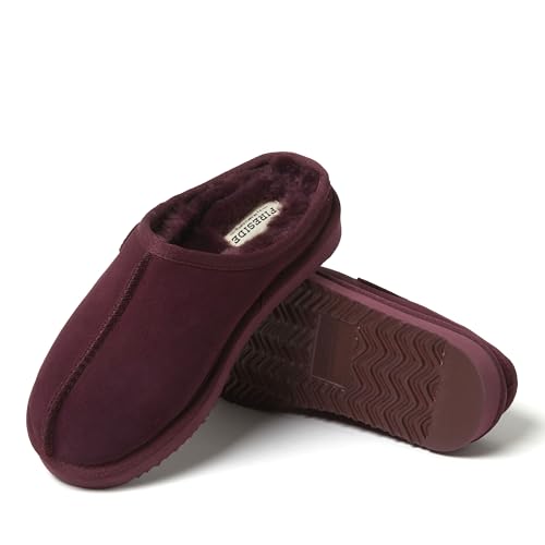 Image of Fireside by Dearfoams Women's Greta Genuine Shearling Clog Slippers, 100% Natural Suede Clogs for Outdoor & Indoor