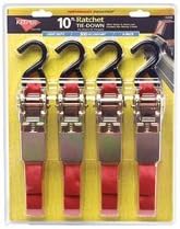 Ratchet Tie-Down Straps44; S-Hooks44; 1 in. W x 8 ft. L44; 144;200 lbs.
