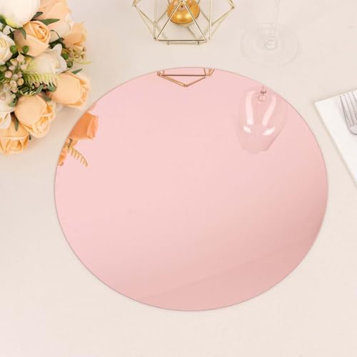 Efavormart 10-Pack 13" Round Rose Gold Mirror Plastic Charger Plates, Reflective Lightweight Underplates for Romantic Weddings and Glamorous Galas