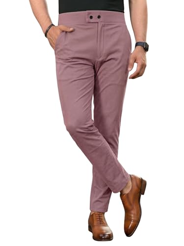 Image of erke Men's Slim Fit Formal Trouser with 4-Way Stretch | Lycra Blend Wrinkle Resistant Office Chinos for Men | Mid Rise Tapered Trousers for Men