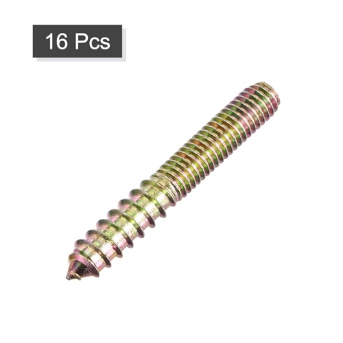Image of uxcell 3 /8-16x2-3 /4 Hanger Bolts, 16pcs Double Ended Screws Wood Dowel Screws for Furniture