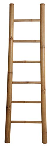 AUBRY GASPARD - Échelle Porte-Serviettes en Bambou Naturel - 6 Barreaux - Dimensions 180 x 55 cm - Ø Barreaux 32 mm - Ø Montants 50 mm - Livré Monté - Idéale pour Salle de Bain et Décoration