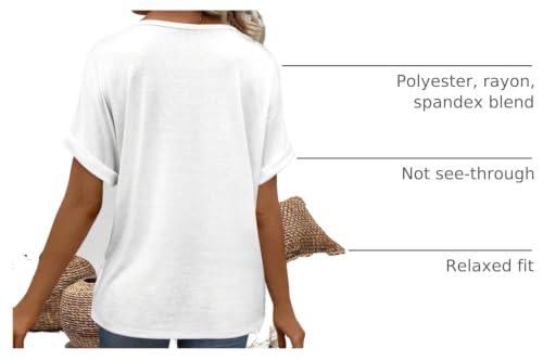 Image of T Shirts Short Sleeve V Neck Tees Womens Tops Beach Vacation Fashion Clothes 2026 Casual Summer Spring Fall Outfits
