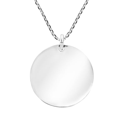 AeraVida 22mm .925 Sterling Silver Round Engravable Necklace | Customizable Silver Necklace for Women and Men | Sterling Silver Personalized Jewelry