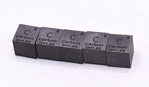 Image of 0.39 inch 10mm Carbon Cube C up to 99.9% Pure Periodic Table Element Engraved Density Collection Science Education Display Block Cube + Acrylic Case Box - 1PC