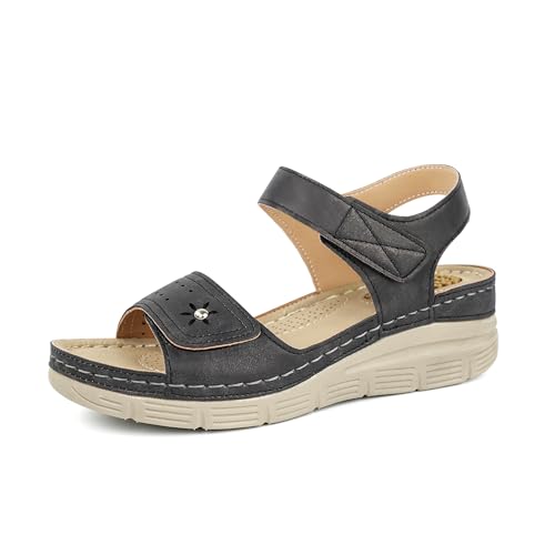 Image of JABASIC Women Comfortable Sandals Orthotic Walking Sandals Orthopedic Arch Support Sandals