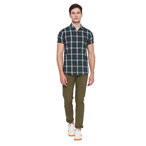 Image of Spykar Men's Slim Shirt (8907966632813 Bottle Green XL)